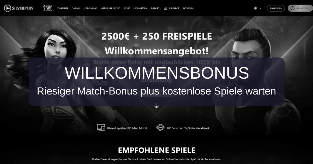 Silverplay Casino: Bonus bis 500€ + Freispiele | Jetzt spielen