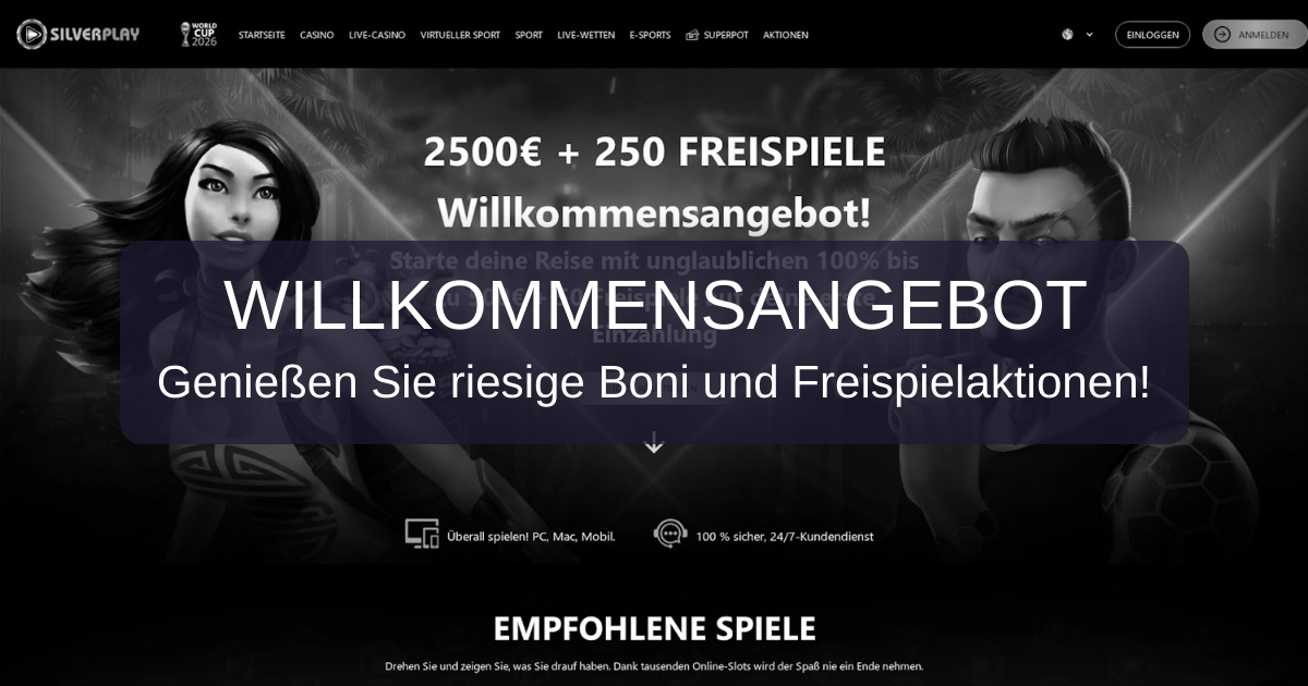 Silverplay Casino: Bonus bis 500€ + 100 Freispiele | Jetzt spielen